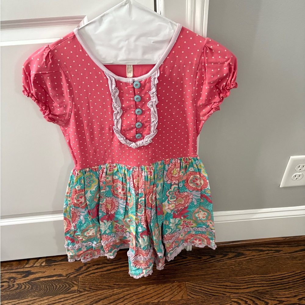 Matilda Jane Coral and Aqua Floral Dress - Size 12